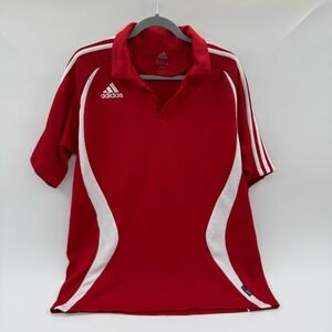 Adidas‎ Mens Climalite Polo Shirt Red White Short Sleeve Athletic Golf Size M